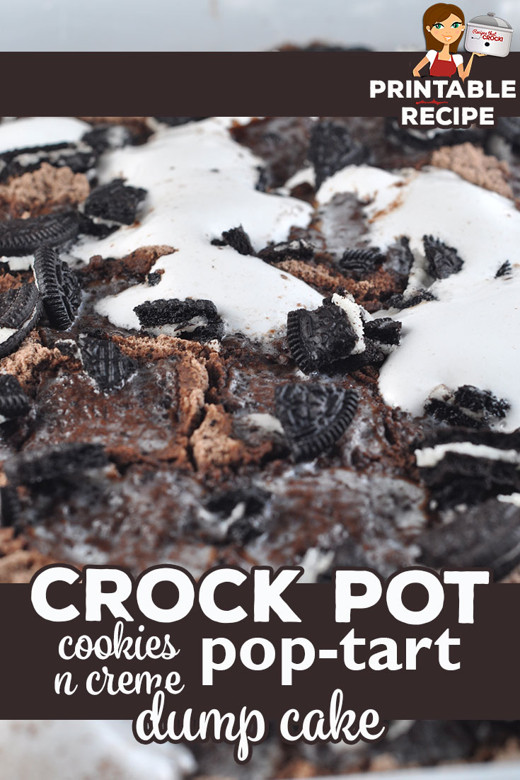 This Crock Pot Cookies n Creme Pop Tart Dump Cake recipe is a chocolate lover’s perfect recipe! It is so chocolaty and incredibly delicious!