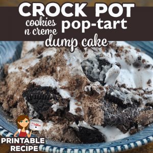 This Crock Pot Cookies n Creme Pop Tart Dump Cake recipe is a chocolate lover’s perfect recipe! It is so chocolaty and incredibly delicious!