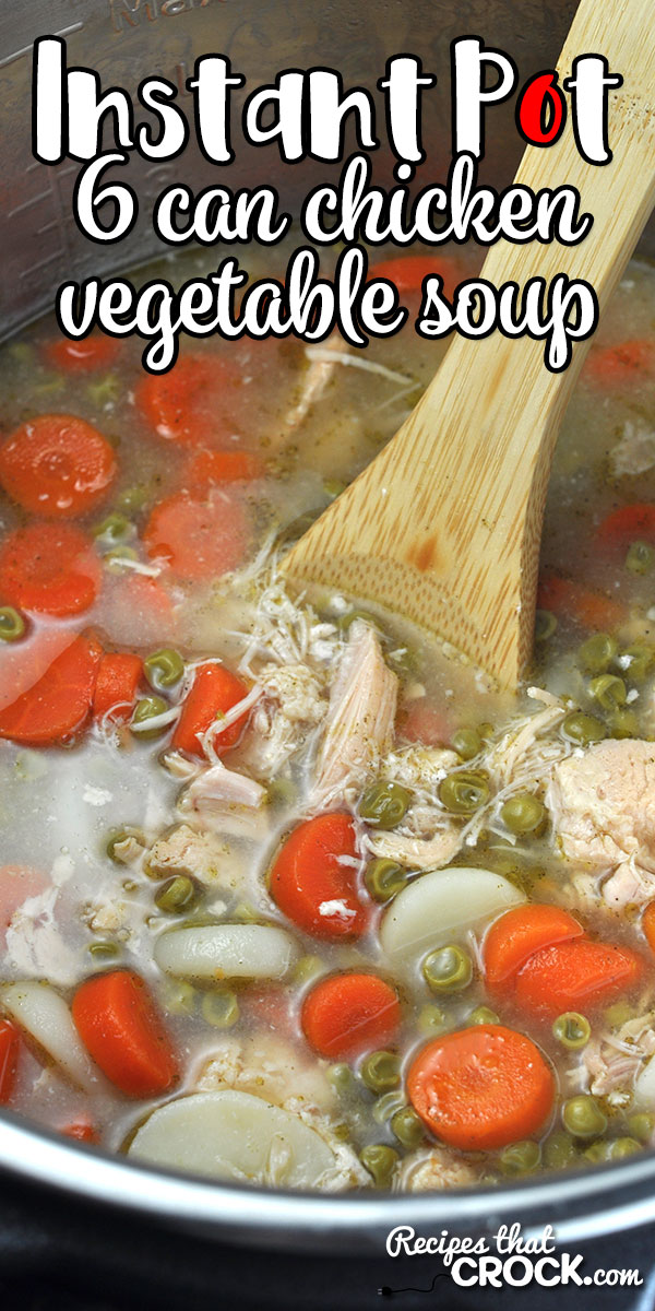 You can have a delicious soup in ready in less than 45 minutes with this 6 Can Instant Pot Chicken Vegetable Soup recipe! Easy and delicious.