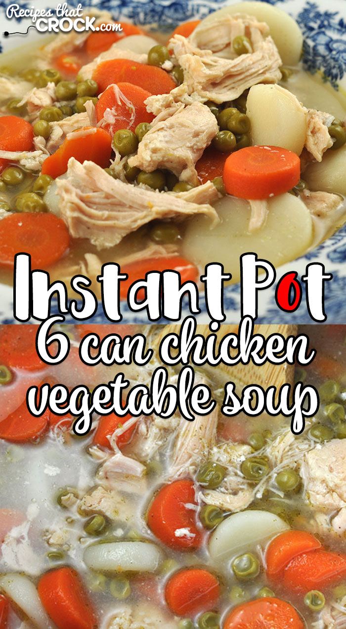 You can have a delicious soup in ready in less than 45 minutes with this 6 Can Instant Pot Chicken Vegetable Soup recipe! Easy and delicious.