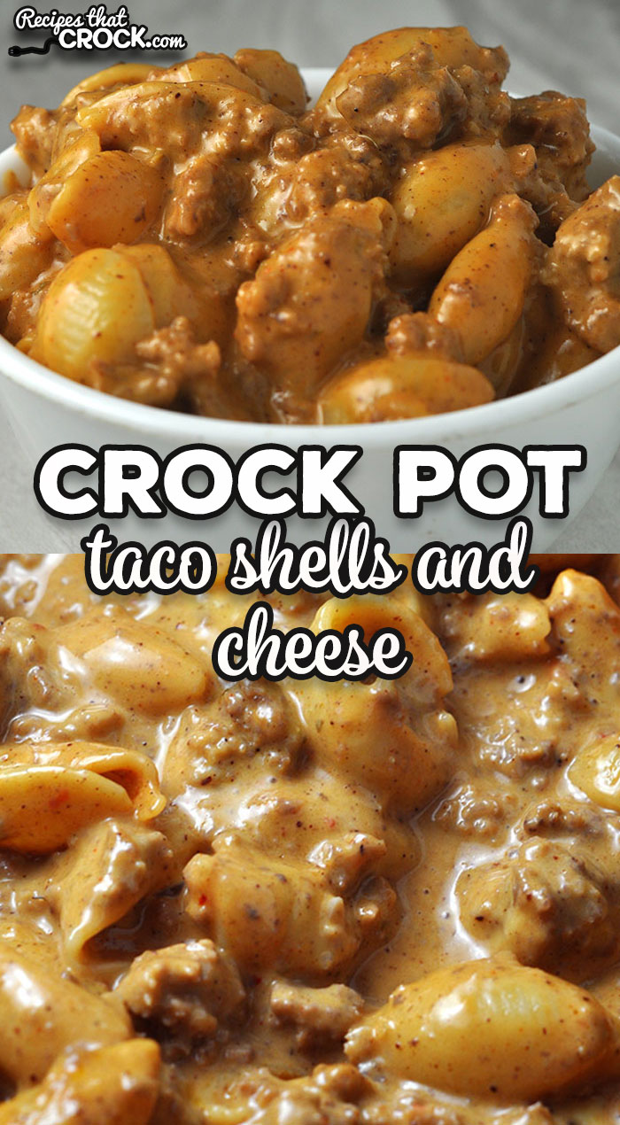 Do I have a treat for you! This Crock Pot Taco Shells and Cheese recipe is creamy, full of flavor and easy to make! Perfect for eating at home or to take to a party!
