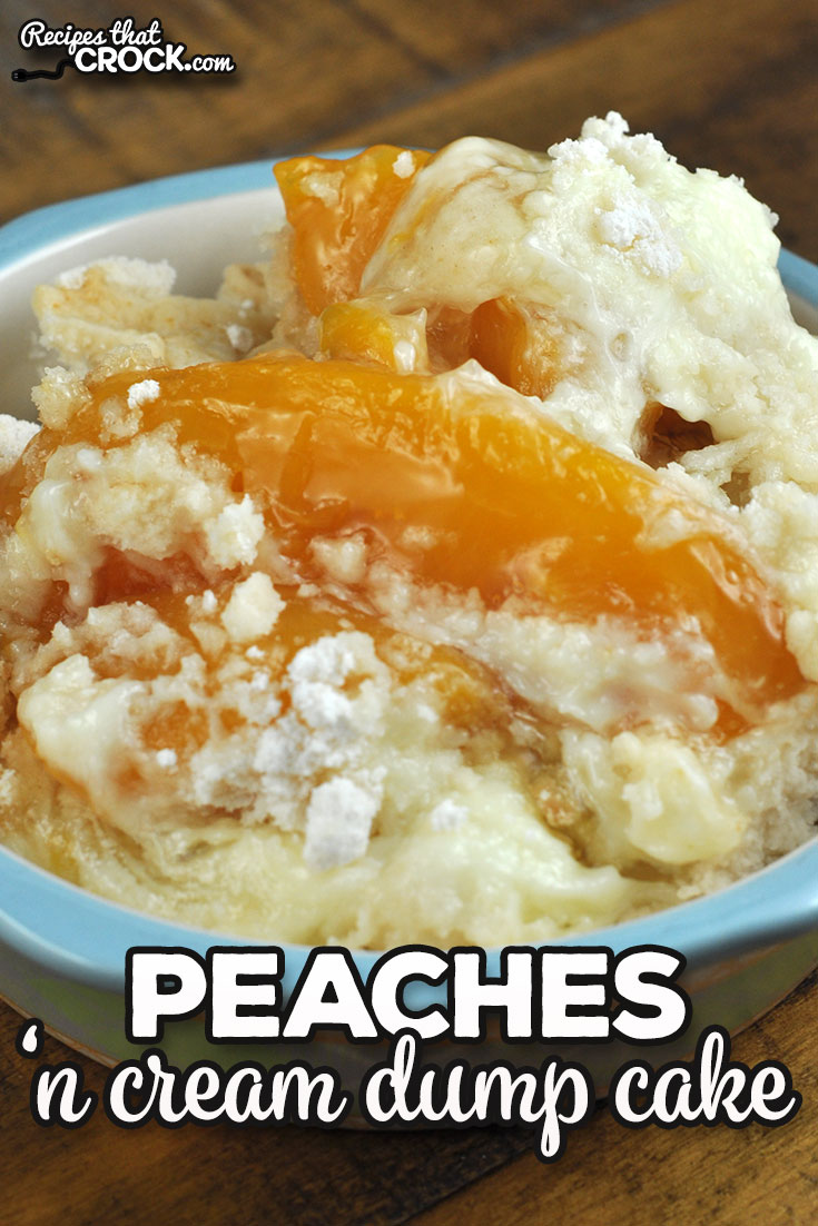 This Peaches n Cream Dump Cake recipe is the oven version of a reader favorite crock pot recipe. It is great on its own or with a scoop of ice cream! via @recipescrock