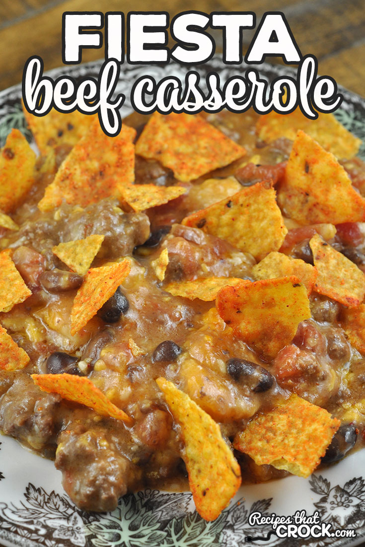 This Fiesta Beef Casserole oven recipe is perfect for a busy weeknight or any time you do not want to spend a ton of time in the kitchen. It is absolutely delicious! via @recipescrock