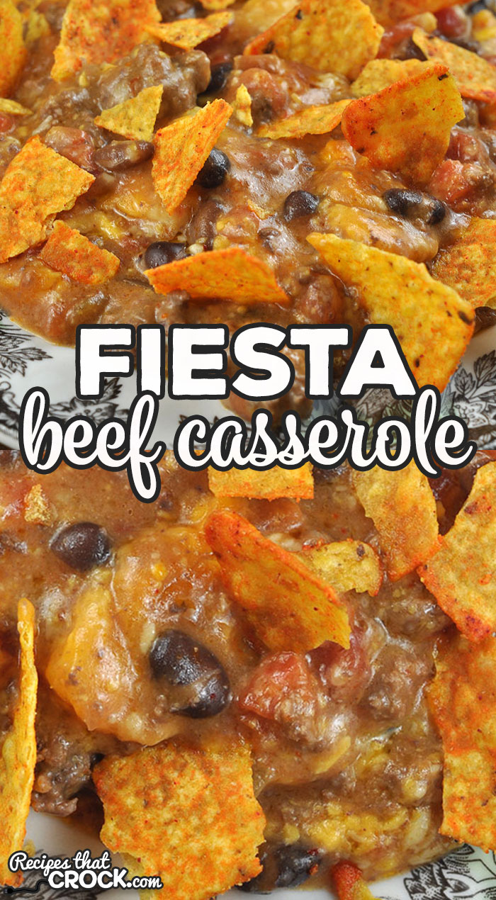 This Fiesta Beef Casserole oven recipe is perfect for a busy weeknight or any time you do not want to spend a ton of time in the kitchen. It is absolutely delicious! via @recipescrock