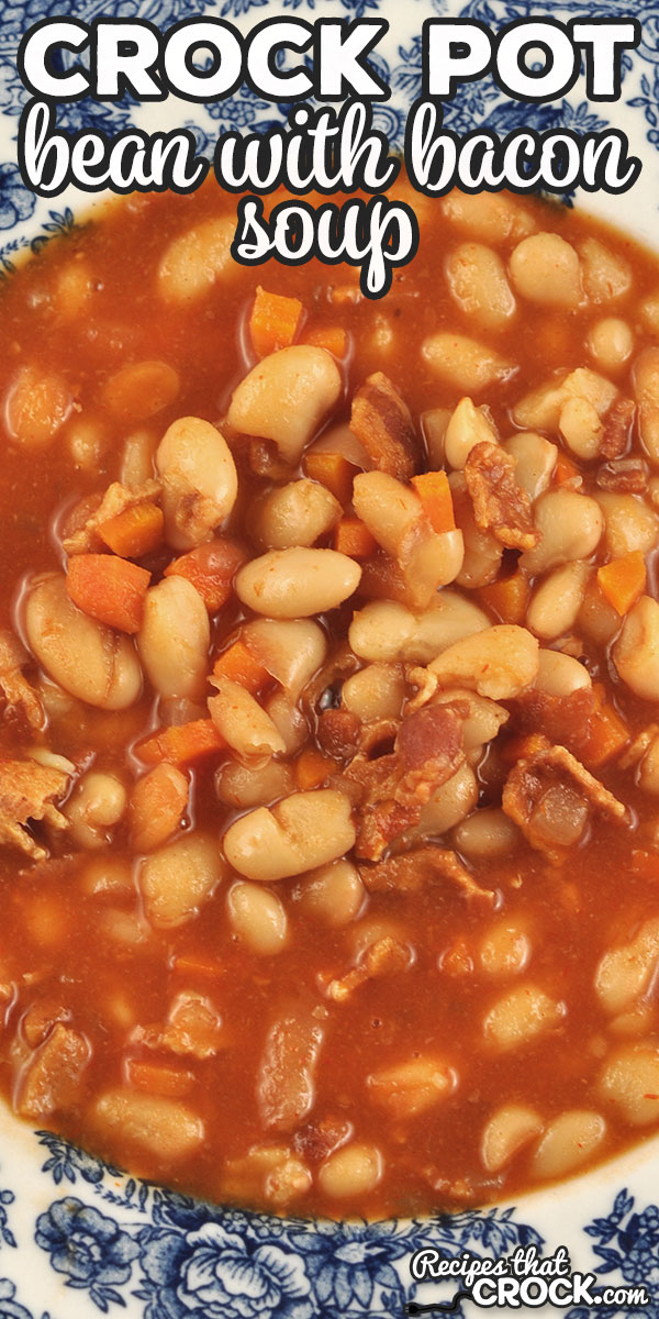 You will be serving up a delicious bowl of comfort food with this Slow Cooker Bean with Bacon Soup recipe. The flavor of this soup is amazing! via @recipescrock