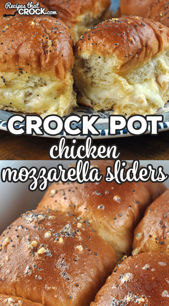 These easy Crock Pot Chicken Mozzarella Sliders are a great variation on the party favorite Crock Pot Ham and Swiss sliders. Just as tasty and delicious!