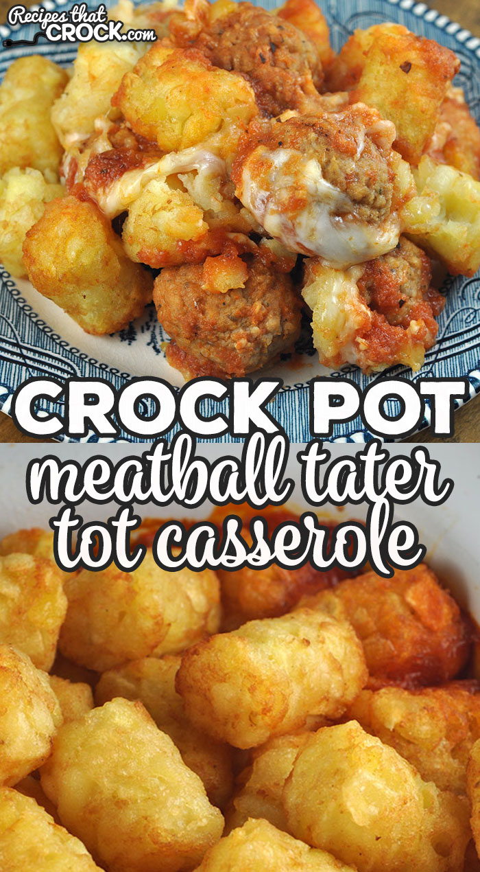 This Crock Pot Meatball Tater Tot Casserole recipe is a quick and easy to throw together that is hearty and delicious! An instant family favorite at my house! via @recipescrock