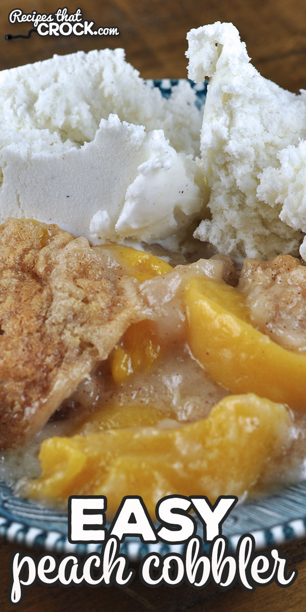This Easy Peach Cobbler recipe is the oven version of Cris' tried and true Easy Crock Pot Peach Cobbler. It has the same yummy goodness, just a new way to bake it! via @recipescrock