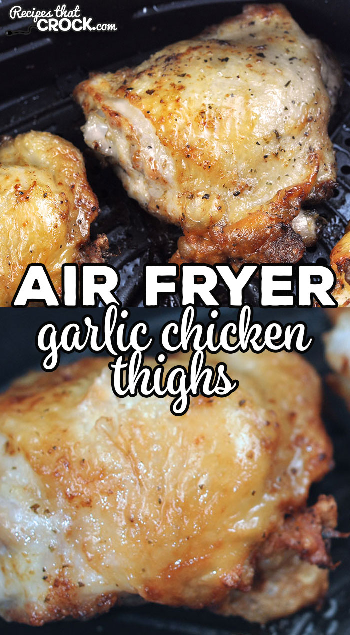 These Air Fryer Garlic Chicken Thighs are delicious, juicy and tender. I love how easy they are to make, and they are so flavorful! via @recipescrock