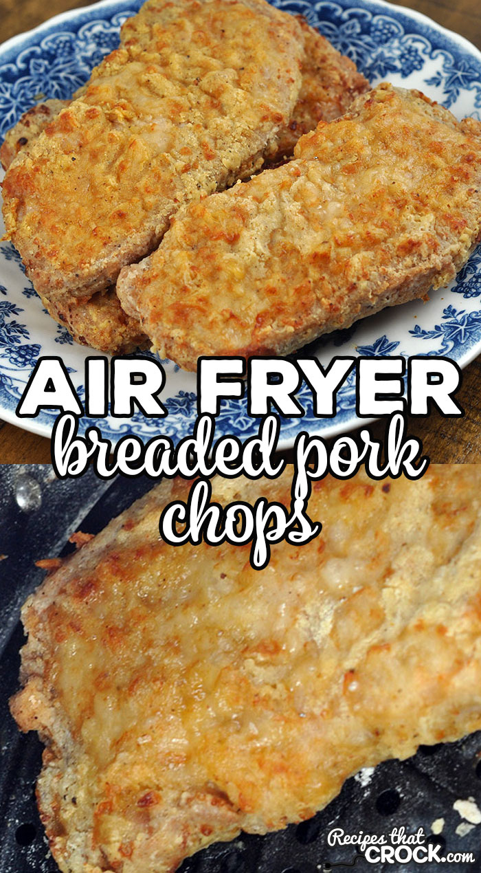 These Breaded Air Fryer Pork Chops are so easy to make and give you delicious pork chops with just a little kick! via @recipescrock