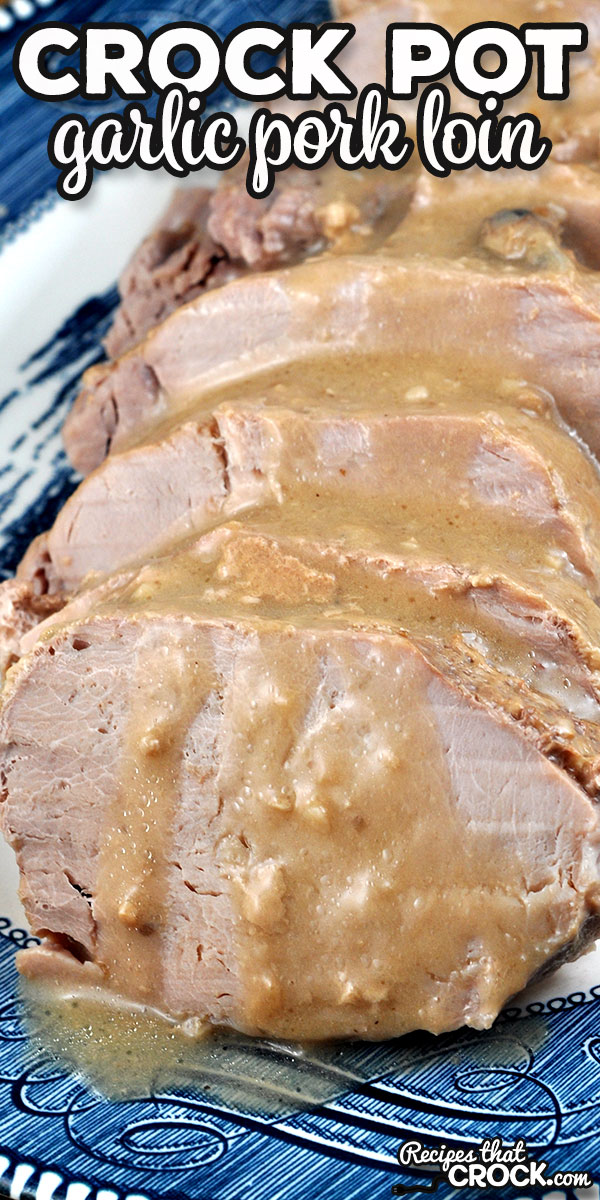 This Crock Pot Garlic Pork Loin recipe can be thrown together in 5 minutes, and your crock pot does all the work to give you a delicious main dish! via @recipescrock