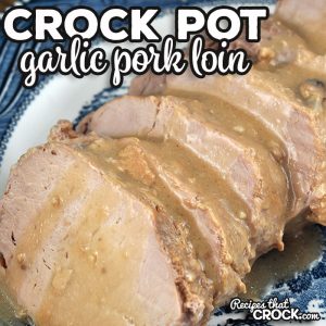 This Crock Pot Garlic Pork Loin recipe can be thrown together in 5 minutes, and your crock pot does all the work to give you a delicious main dish!