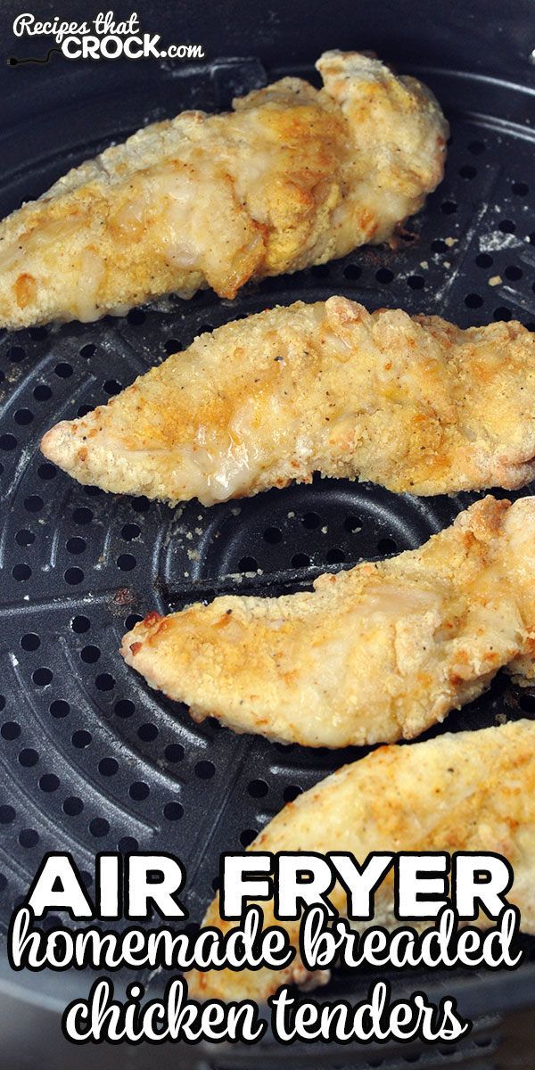 These Homemade Breaded Air Fryer Chicken Tenders are easy to make and delicious to boot. Young and old alike love this wonderful treat! via @recipescrock