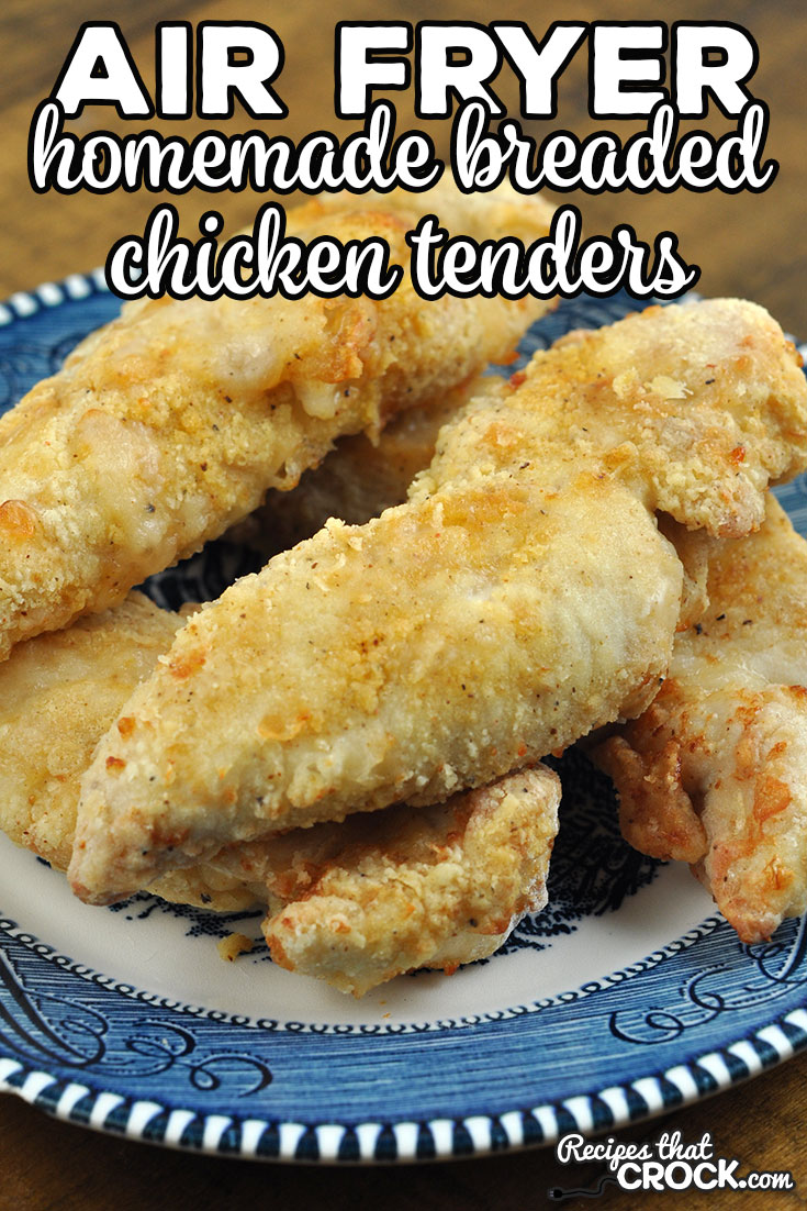 These Homemade Breaded Air Fryer Chicken Tenders are easy to make and delicious to boot. Young and old alike love this wonderful treat! via @recipescrock