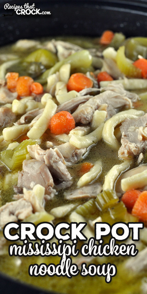 This Mississippi Crock Pot Chicken Noodle Soup recipe is divine! It is a hearty and flavorful soup that was an instant family favorite.  via @recipescrock