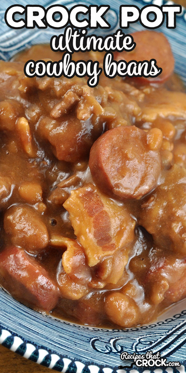 These Ultimate Crock Pot Cowboy Beans are great as a main dish or a hearty side dish. They are flavorful and sure to fill you up! via @recipescrock