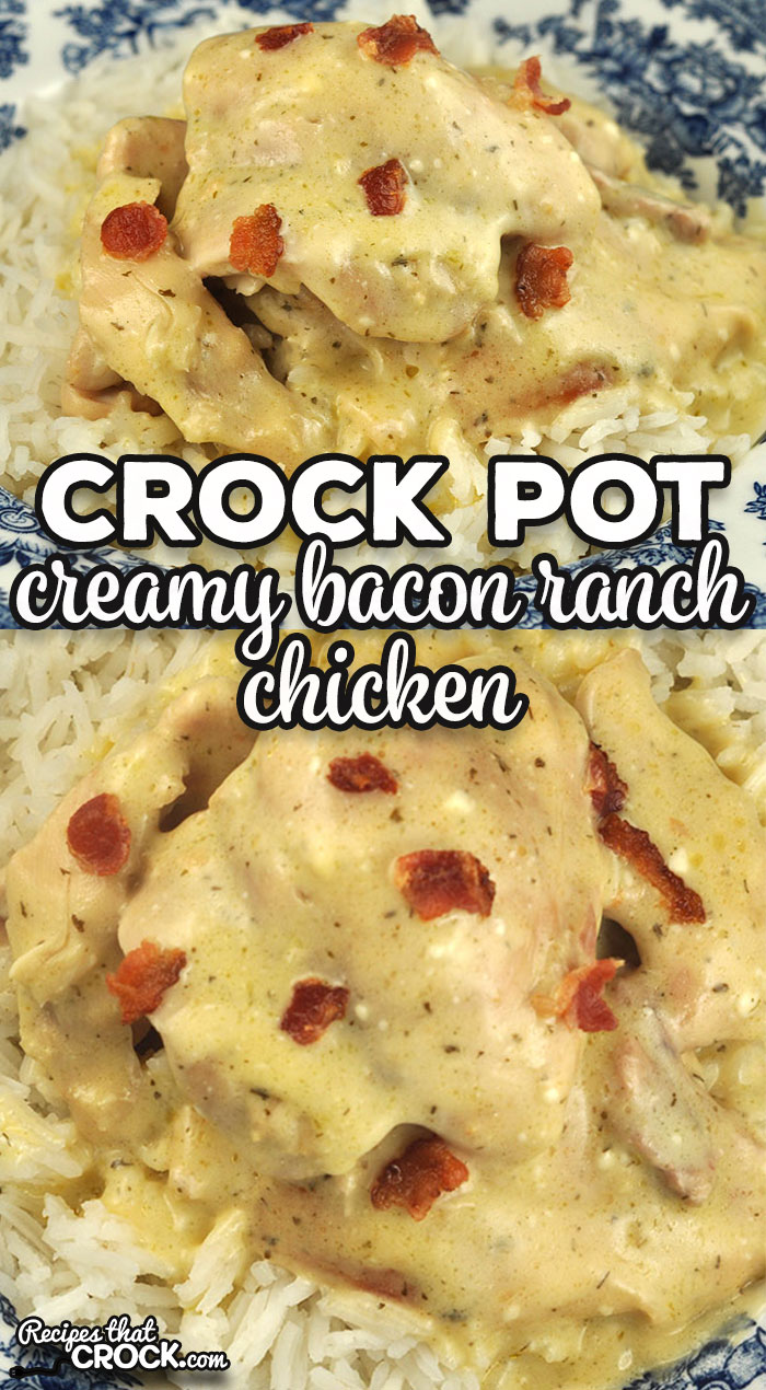 If you are looking for an easy recipe that has wonderful flavor, you will want to check out this Creamy Crock Pot Bacon Ranch Chicken. It is so good! via @recipescrock
