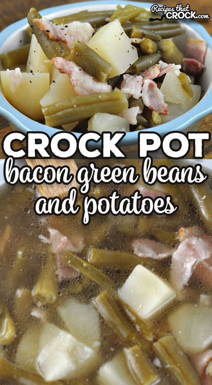 You will love the way the bacon flavors everything in this Bacon Crock Pot Green Beans and Potatoes recipe. It is a great side for many main dishes!