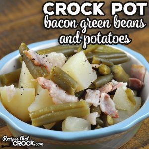 You will love the way the bacon flavors everything in this Bacon Crock Pot Green Beans and Potatoes recipe. It is a great side for many main dishes!