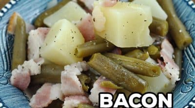 This Bacon Green Beans and Potatoes recipe takes one of our favorite crock pot recipes and gives you the option of making it on your stove top. It is so yummy!