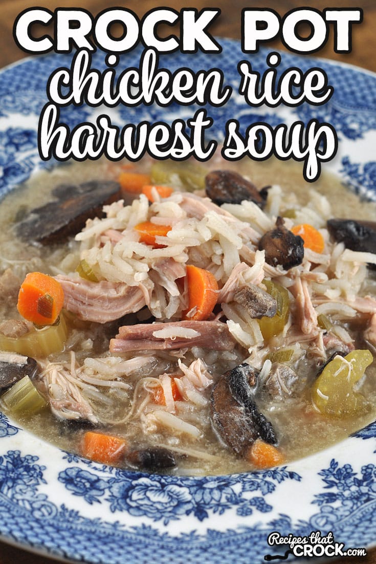 This Crock Pot Chicken Rice Harvest Soup is a hearty soup packed full of flavor and veggies and is sure to please everyone at your table! via @recipescrock