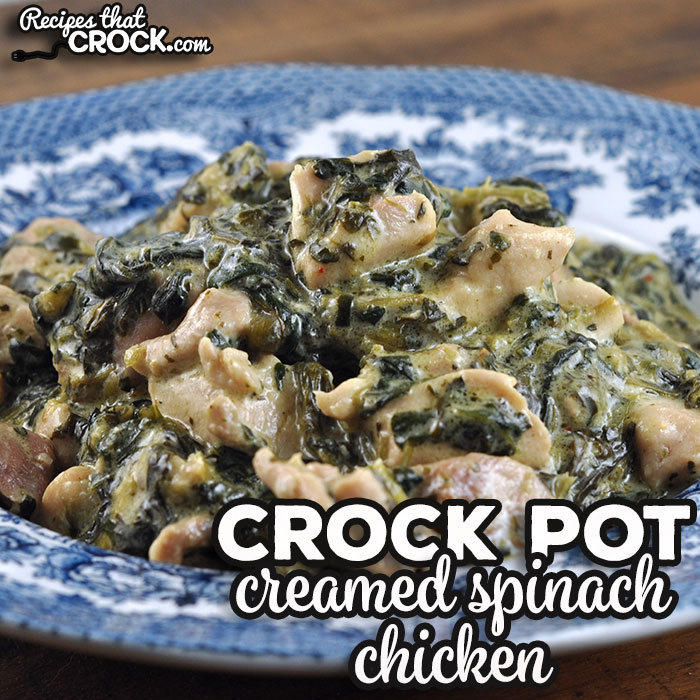 This Crock Pot Creamed Spinach Chicken recipe takes one of our favorite side dish recipes and makes it into a main dish with a side cooked with it!