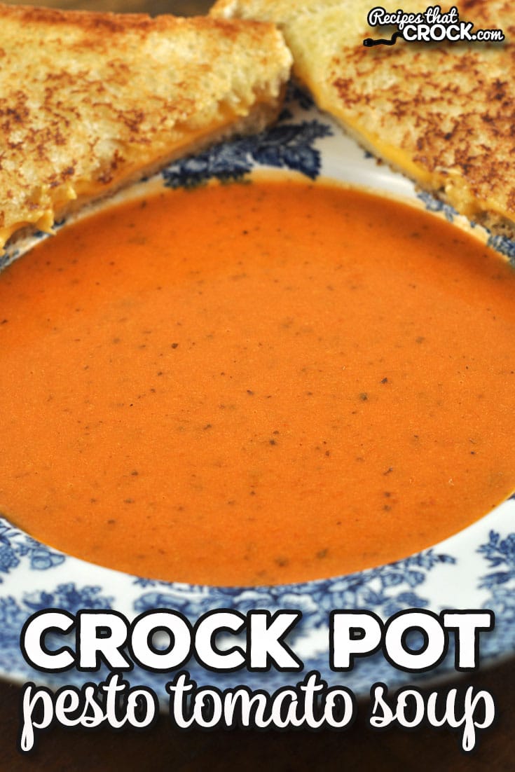 If you are looking for a simple and delicious tomato soup recipe that can be made quickly in your crock pot, you will want to try this Crock Pot Pesto Tomato Soup!