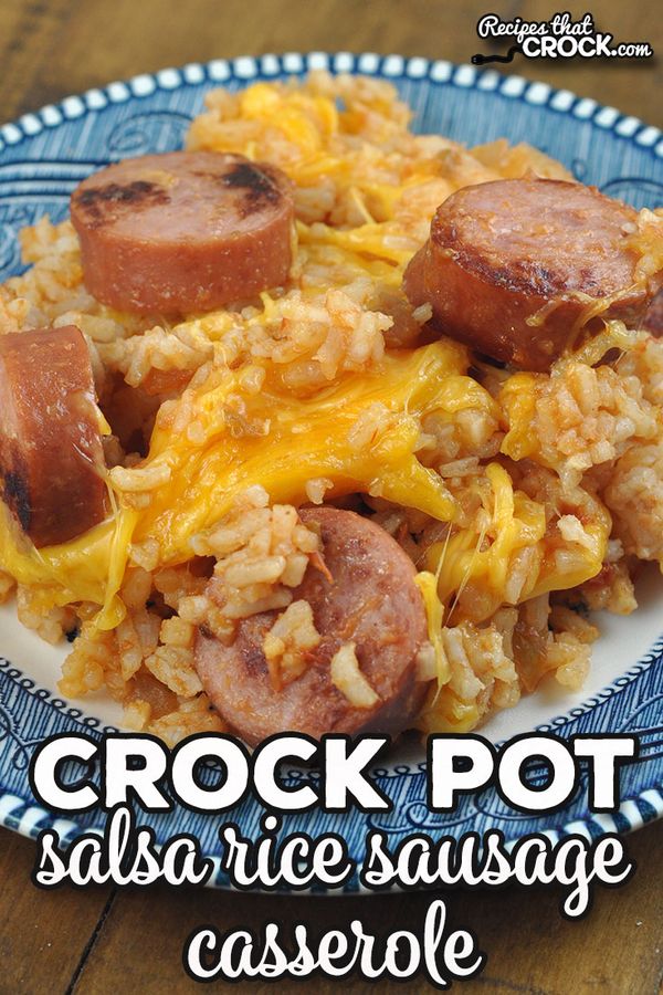 This Crock Pot Salsa Rice Sausage Casserole is easy to throw together and gives you a flavorful and hearty dish for all to enjoy!