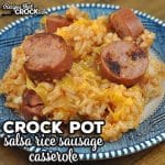 This Crock Pot Salsa Rice Sausage Casserole is easy to throw together and gives you a flavorful and hearty dish for all to enjoy!