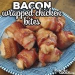 These Bacon Wrapped Chicken Bites are easy to throw together and perfect for a weeknight treat or to take to pot luck or party. Everyone loves them!
