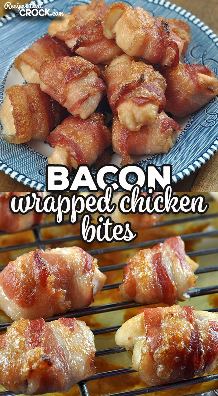 These Bacon Wrapped Chicken Bites are easy to throw together and perfect for a weeknight treat or to take to pot luck or party. Everyone loves them!