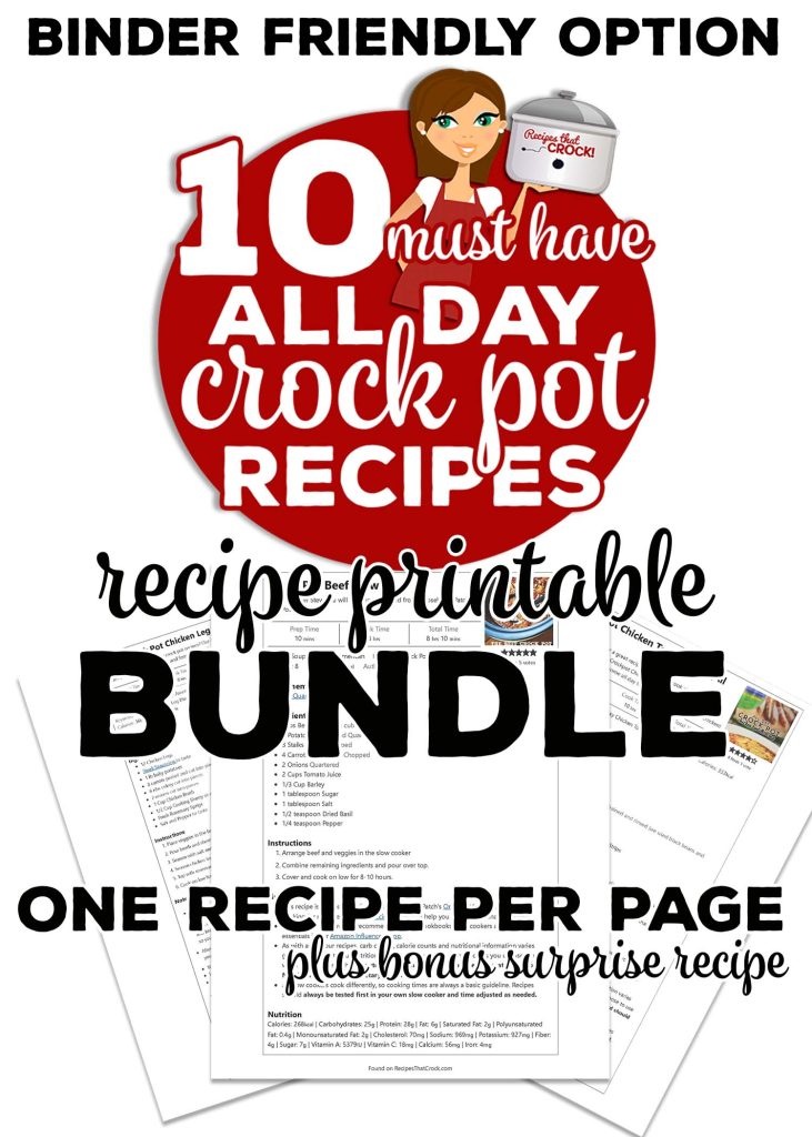 Binder friendly option of our 10 Must Have All Day Crock Pot Recipes