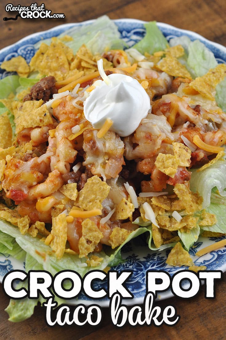 My family devoured this Taco Crock Pot Bake and the leftovers. It has great flavor and can be topped with whatever favorite taco toppings you please!