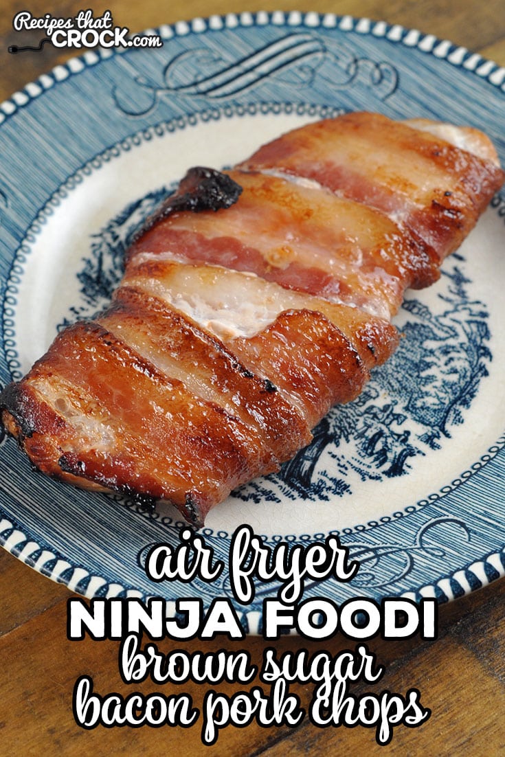 If you need a delicious dinner in very little time, check out this Ninja Foodi Brown Sugar Bacon Pork Chops.