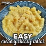 This Easy Creamy Cheesy Rotini recipe is a great side dish for so many different meals. It comes together quickly and is packed full of creamy goodness.