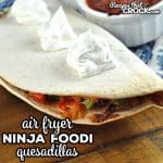 Dinner (or lunch) is a snap to make and delicious with this Easy Ninja Foodi Quesadillas recipe using the Air Crisp function.