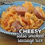 This Cheesy Salsa Smoked Sausage Rice recipe is the oven version of reader favorite crock pot recipe. It is delicious and easy to make.