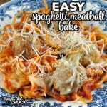 This Easy Spaghetti Meatball Bake is perfect for dinner on a weeknight. Young and old alike enjoy this delicious casserole!