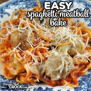 This Easy Spaghetti Meatball Bake is perfect for dinner on a weeknight. Young and old alike enjoy this delicious casserole!