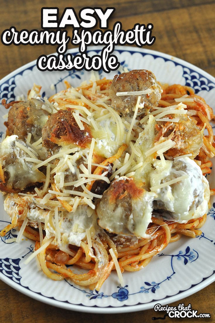Do you love a delicious spaghetti casserole? This Easy Creamy Spaghetti Casserole has a wonderful creamy layer that takes it to the next level!
