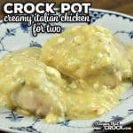 If a delicious creamy sauce with tender chicken sounds good to you, try out this Creamy Italian Crock Pot Chicken for Two recipe.