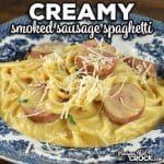 I have taken one of our reader favorite crock pot recipes and made it into a stove top recipe with this Creamy Smoked Sausage Spaghetti.