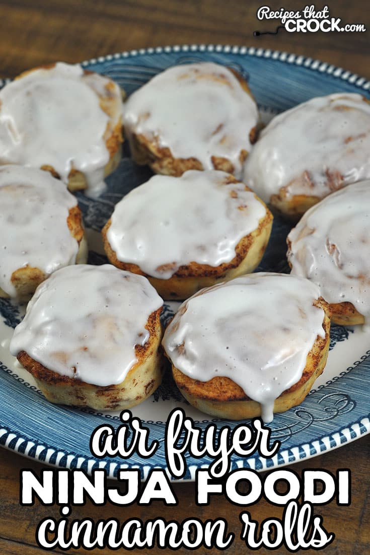 This Ninja Foodi Cinnamon Rolls recipe uses the air crisp function and gives you delicious cinnamon rolls in less time than it takes to preheat my oven!