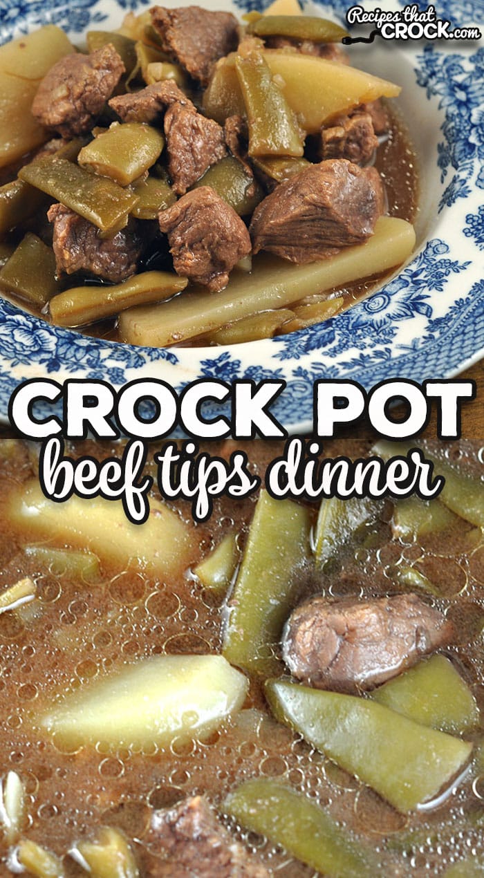 This Crock Pot Beef Tips Dinner recipe is a delicious one-pot meal that gives you not just one but two veggies with your beef tips and is easy to make.