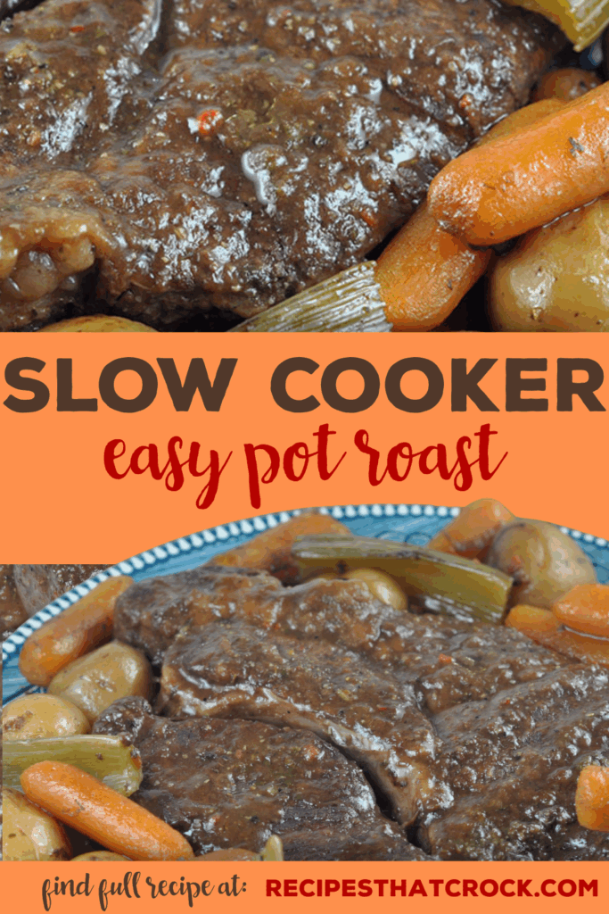 The flavor of this Easy Slow Cooker Pot Roast is incredible. This easy recipe gives you a one pot meal you will want to make again and again! This fall apart pot roast turns out perfect EVERY time! Let your crockpot do all the work!