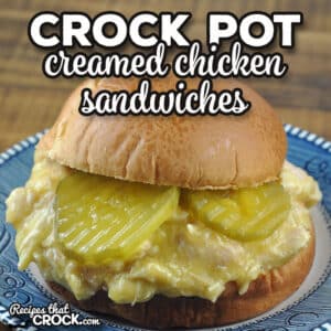 This Creamed Crock Pot Chicken Sandwiches recipe can be thrown together in less than five minutes, cooks up quickly and tastes great!