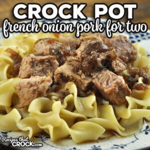 With only 4 ingredients to put in your crock pot, this French Onion Crock Pot Pork for Two comes together quickly while still tasting great!