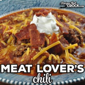 This Meat Lover's Chili is the stove top version of one of most popular crock pot recipes. The flavor of this chili is top notch!