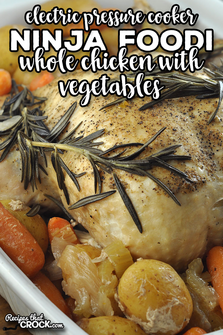 Does a complete chicken dinner that is done in less than an hour sound good? Check out this Ninja Foodi Whole Chicken with Vegetables recipe.