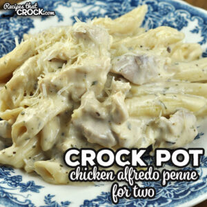 Does easy to make, delicious tasting and quick cooking time sound good? Check out this Crock Pot Chicken Alfredo Penne for Two recipe.
